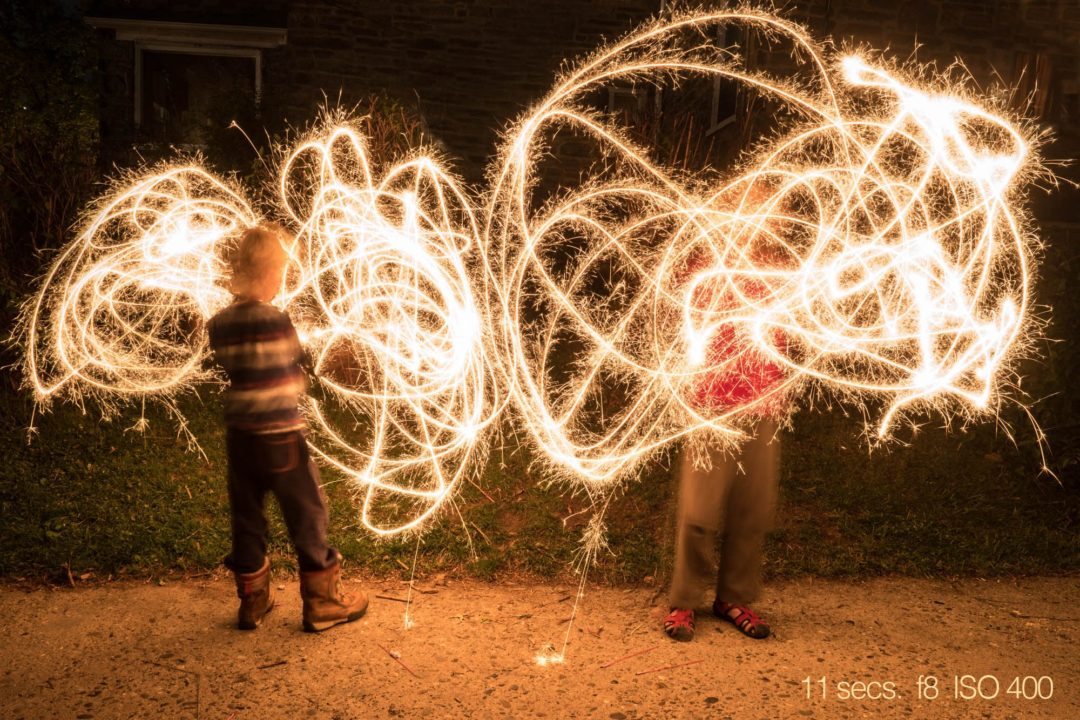 slow shutter speed photography sparklers